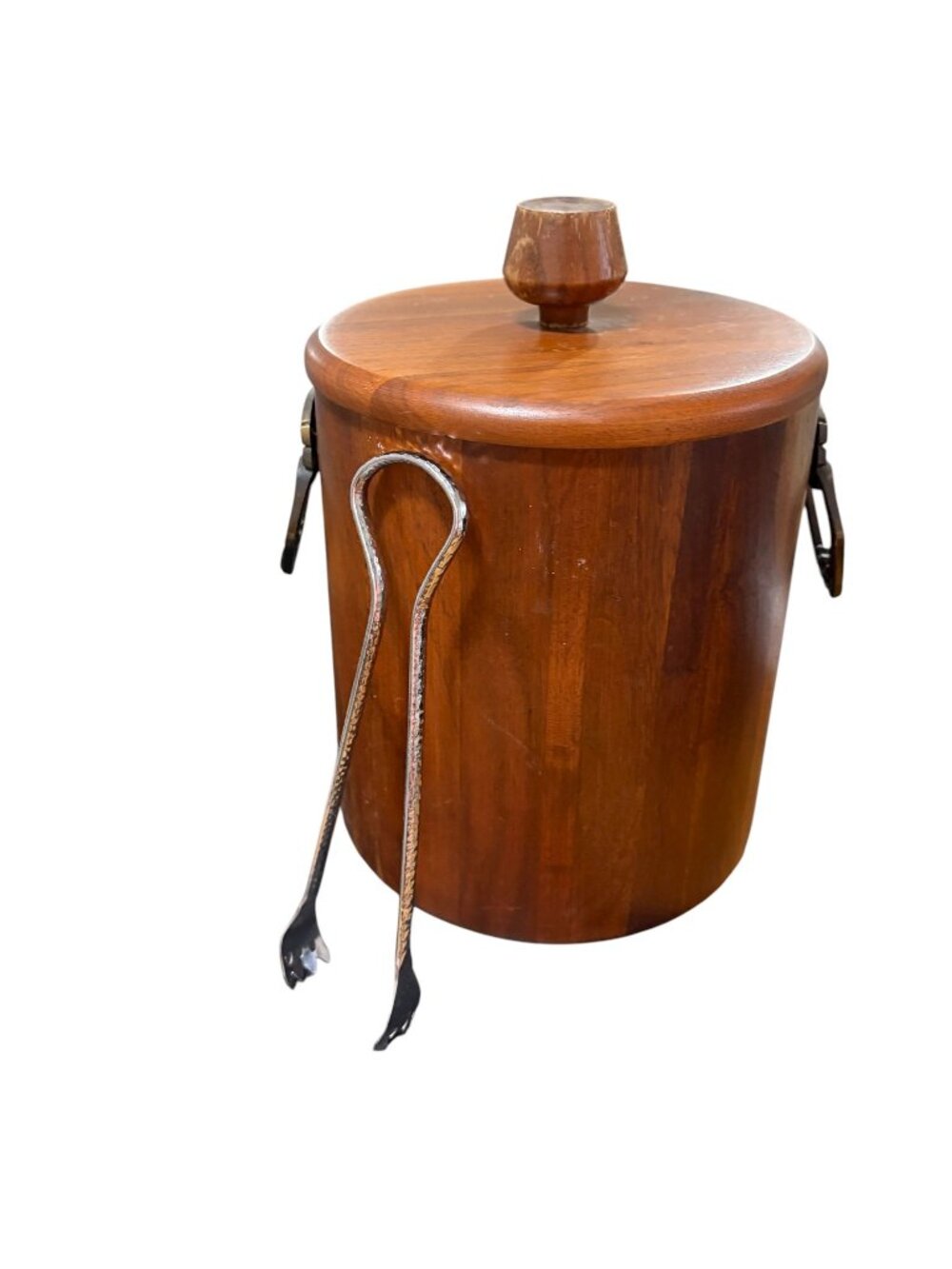 Vermillion Real Walnut Wood Ice Bucket Mid Century Modern MCM Barware Vintage